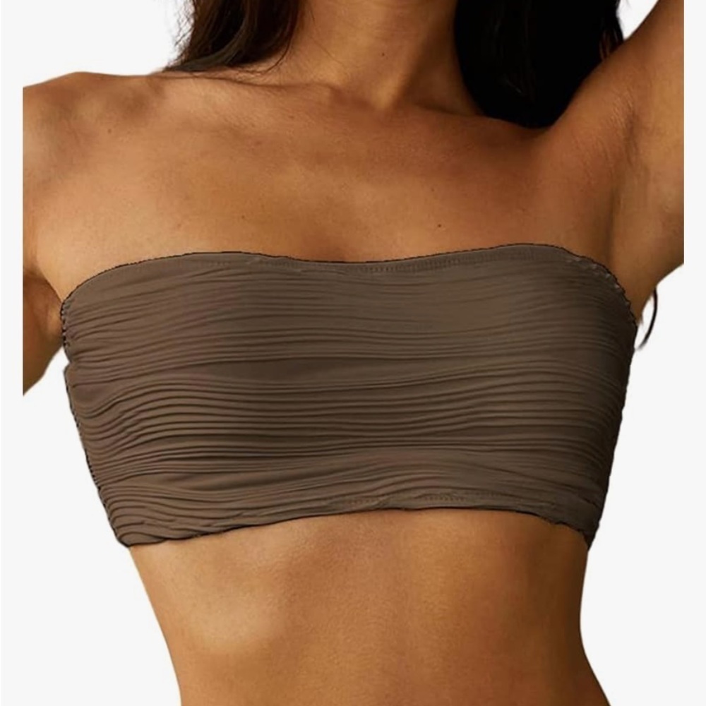 Zaful Brown Bandeau Bikini Top
